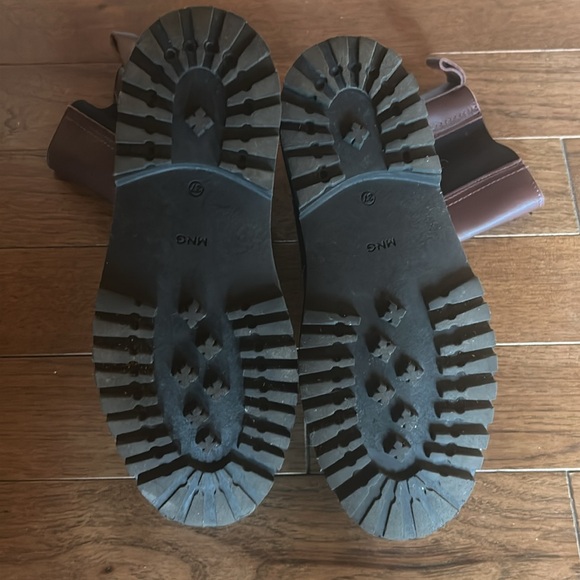 Mango platform burgundy leather Chelsea lug sole boots size 6.5 / 37 - Picture 7 of 10